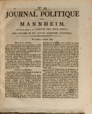 Journal politique de Mannheim (Gazette des Deux-Ponts) Montag 10. Januar 1803