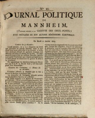 Journal politique de Mannheim (Gazette des Deux-Ponts) Dienstag 11. Januar 1803