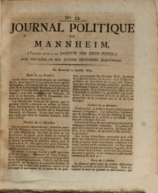 Journal politique de Mannheim (Gazette des Deux-Ponts) Mittwoch 12. Januar 1803