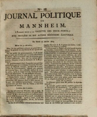 Journal politique de Mannheim (Gazette des Deux-Ponts) Dienstag 18. Januar 1803