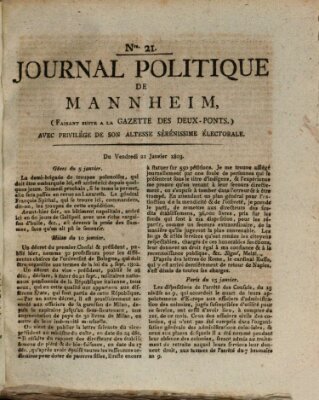 Journal politique de Mannheim (Gazette des Deux-Ponts) Freitag 21. Januar 1803