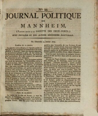 Journal politique de Mannheim (Gazette des Deux-Ponts) Sonntag 23. Januar 1803