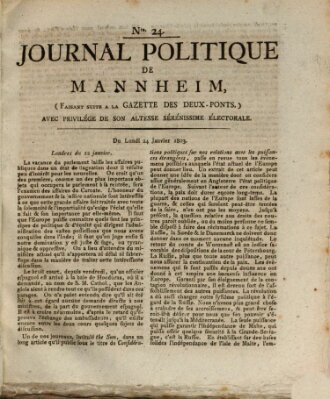 Journal politique de Mannheim (Gazette des Deux-Ponts) Montag 24. Januar 1803