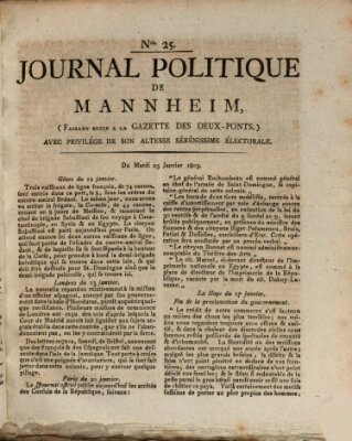 Journal politique de Mannheim (Gazette des Deux-Ponts) Dienstag 25. Januar 1803