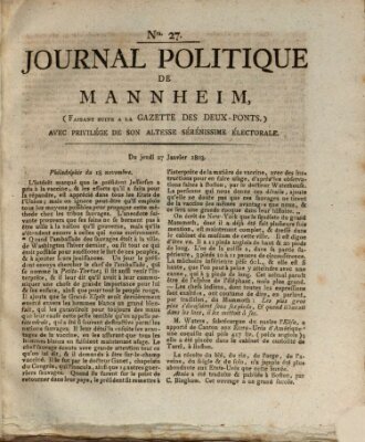 Journal politique de Mannheim (Gazette des Deux-Ponts) Donnerstag 27. Januar 1803