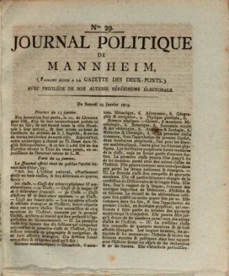 Journal politique de Mannheim (Gazette des Deux-Ponts) Samstag 29. Januar 1803