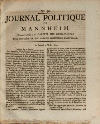 Journal politique de Mannheim (Gazette des Deux-Ponts) Samstag 5. Februar 1803