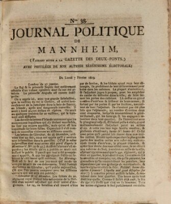 Journal politique de Mannheim (Gazette des Deux-Ponts) Montag 7. Februar 1803