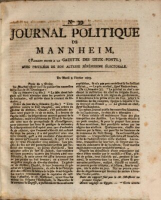 Journal politique de Mannheim (Gazette des Deux-Ponts) Dienstag 8. Februar 1803