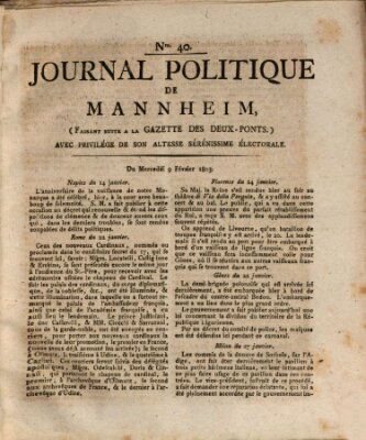 Journal politique de Mannheim (Gazette des Deux-Ponts) Mittwoch 9. Februar 1803