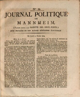 Journal politique de Mannheim (Gazette des Deux-Ponts) Montag 21. Februar 1803