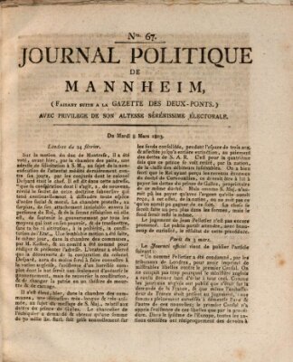 Journal politique de Mannheim (Gazette des Deux-Ponts) Dienstag 8. März 1803