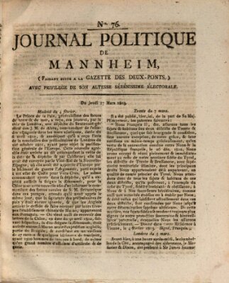 Journal politique de Mannheim (Gazette des Deux-Ponts) Donnerstag 17. März 1803