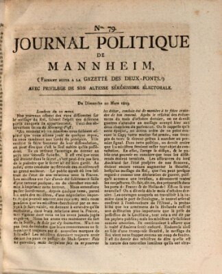 Journal politique de Mannheim (Gazette des Deux-Ponts) Sonntag 20. März 1803