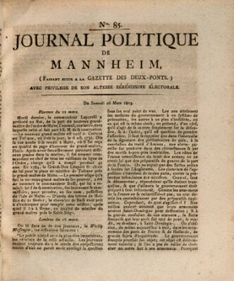 Journal politique de Mannheim (Gazette des Deux-Ponts) Samstag 26. März 1803