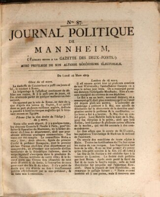 Journal politique de Mannheim (Gazette des Deux-Ponts) Montag 28. März 1803