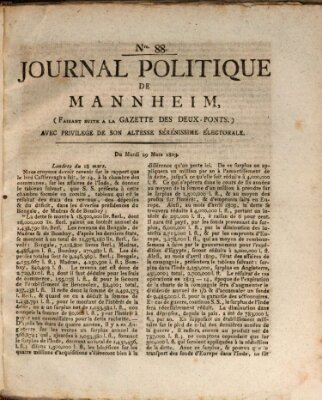 Journal politique de Mannheim (Gazette des Deux-Ponts) Dienstag 29. März 1803