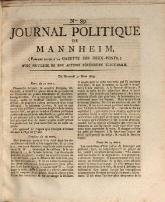 Journal politique de Mannheim (Gazette des Deux-Ponts) Mittwoch 30. März 1803