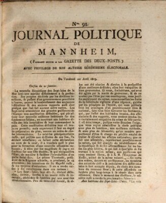 Journal politique de Mannheim (Gazette des Deux-Ponts) Freitag 1. April 1803