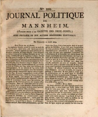 Journal politique de Mannheim (Gazette des Deux-Ponts) Sonntag 10. April 1803