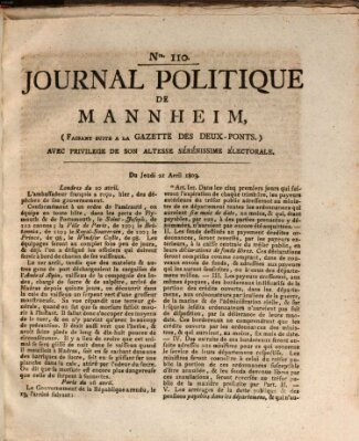 Journal politique de Mannheim (Gazette des Deux-Ponts) Donnerstag 21. April 1803