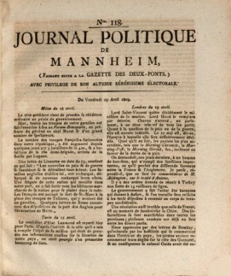 Journal politique de Mannheim (Gazette des Deux-Ponts) Freitag 29. April 1803