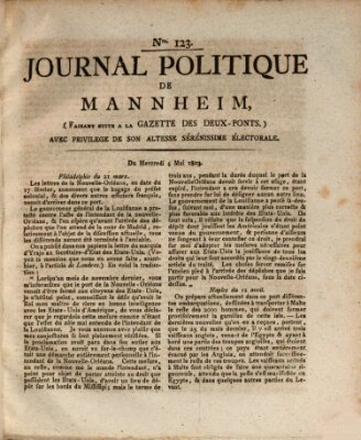 Journal politique de Mannheim (Gazette des Deux-Ponts) Mittwoch 4. Mai 1803