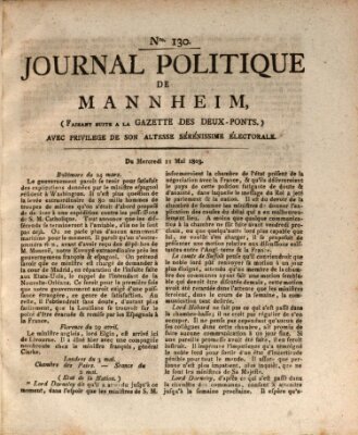 Journal politique de Mannheim (Gazette des Deux-Ponts) Mittwoch 11. Mai 1803