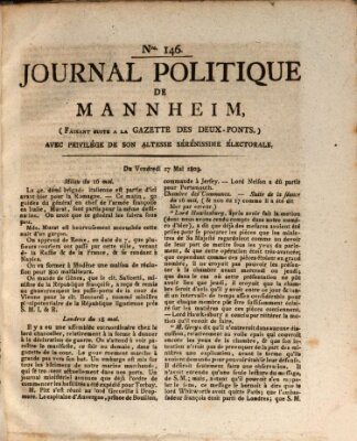 Journal politique de Mannheim (Gazette des Deux-Ponts) Freitag 27. Mai 1803