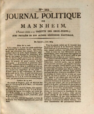 Journal politique de Mannheim (Gazette des Deux-Ponts) Samstag 4. Juni 1803