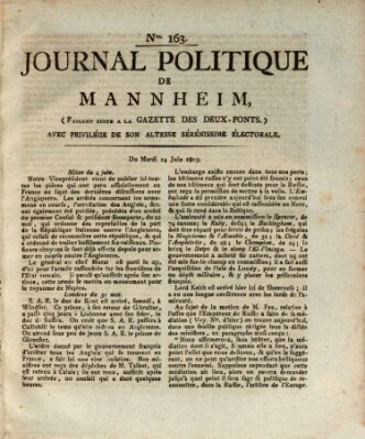 Journal politique de Mannheim (Gazette des Deux-Ponts) Dienstag 14. Juni 1803