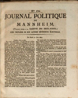 Journal politique de Mannheim (Gazette des Deux-Ponts) Dienstag 21. Juni 1803