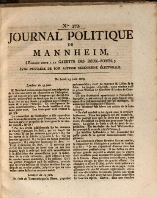 Journal politique de Mannheim (Gazette des Deux-Ponts) Donnerstag 23. Juni 1803