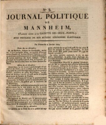 Journal politique de Mannheim (Gazette des Deux-Ponts) Sonntag 8. Januar 1804