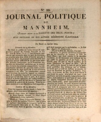 Journal politique de Mannheim (Gazette des Deux-Ponts) Dienstag 10. Januar 1804