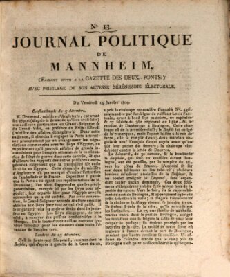 Journal politique de Mannheim (Gazette des Deux-Ponts) Freitag 13. Januar 1804