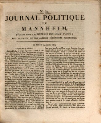 Journal politique de Mannheim (Gazette des Deux-Ponts) Samstag 14. Januar 1804