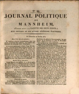 Journal politique de Mannheim (Gazette des Deux-Ponts) Sonntag 29. Januar 1804