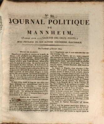 Journal politique de Mannheim (Gazette des Deux-Ponts) Freitag 3. Februar 1804