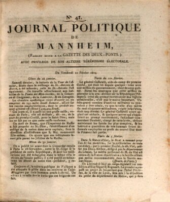 Journal politique de Mannheim (Gazette des Deux-Ponts) Freitag 10. Februar 1804