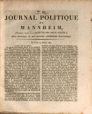 Journal politique de Mannheim (Gazette des Deux-Ponts) Montag 13. Februar 1804