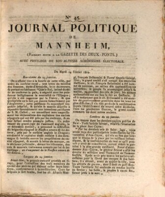 Journal politique de Mannheim (Gazette des Deux-Ponts) Dienstag 14. Februar 1804