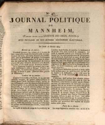 Journal politique de Mannheim (Gazette des Deux-Ponts) Donnerstag 16. Februar 1804