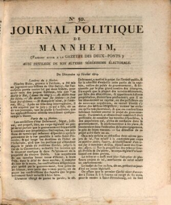 Journal politique de Mannheim (Gazette des Deux-Ponts) Sonntag 19. Februar 1804