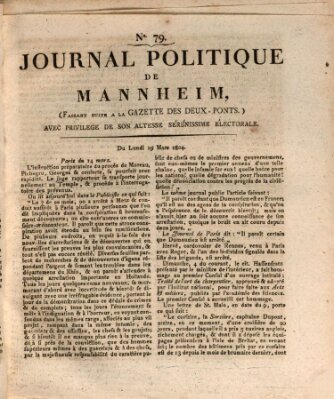 Journal politique de Mannheim (Gazette des Deux-Ponts) Montag 19. März 1804