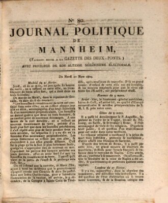 Journal politique de Mannheim (Gazette des Deux-Ponts) Dienstag 20. März 1804