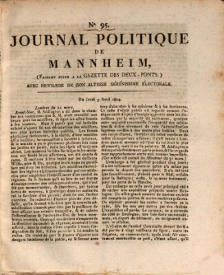 Journal politique de Mannheim (Gazette des Deux-Ponts) Donnerstag 5. April 1804