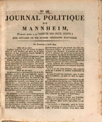 Journal politique de Mannheim (Gazette des Deux-Ponts) Sonntag 8. April 1804