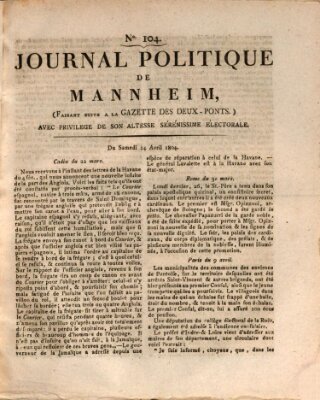 Journal politique de Mannheim (Gazette des Deux-Ponts) Samstag 14. April 1804