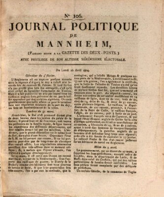 Journal politique de Mannheim (Gazette des Deux-Ponts) Montag 16. April 1804